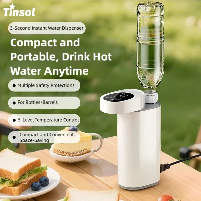 TINSOL 2000W Instant Water Heater, 3-Second Fast Heating, Portable Home Desktop Instant Water Heater with 5-Level Adjustment