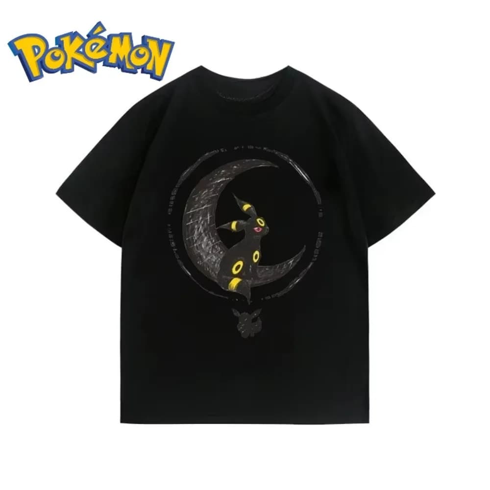 Summer New Pokémon Cartoon Umbreon Printed T-Shirt Men's and Women's Y2K Harajuku Loose Casual Trend Versatile Short Sleeve