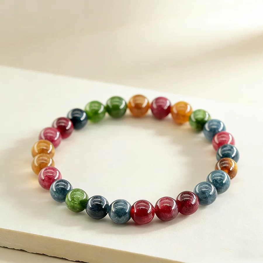 Fashion Natural Tourmaline Chalcedony Beads Stone Bracelet Women Strad Jewelry for Women Reiki Healing Energy Yoga Meditation