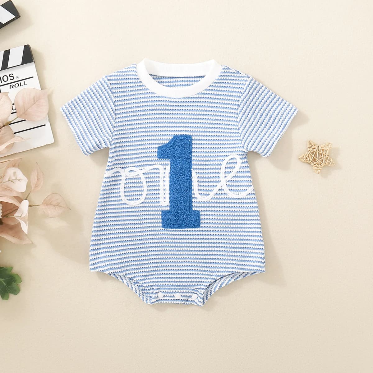 Summer neutral infant one embroidered short-sleeved triangular Romper