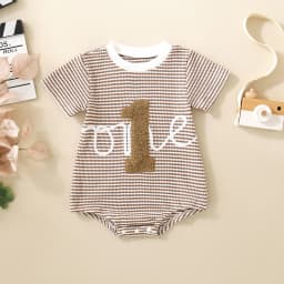 Summer neutral infant one embroidered short-sleeved triangular Romper