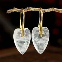 Charming Natural Stone Heart Pendant Ladies' Earrings Natural White Quartz Rose Quartz Green Aventurine Faceted Heart pendant