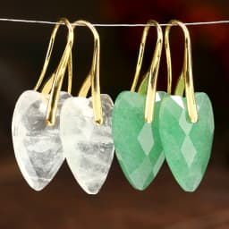 Charming Natural Stone Heart Pendant Ladies' Earrings Natural White Quartz Rose Quartz Green Aventurine Faceted Heart pendant