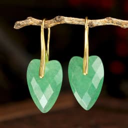Charming Natural Stone Heart Pendant Ladies' Earrings Natural White Quartz Rose Quartz Green Aventurine Faceted Heart pendant
