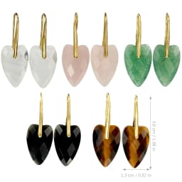 Charming Natural Stone Heart Pendant Ladies' Earrings Natural White Quartz Rose Quartz Green Aventurine Faceted Heart pendant