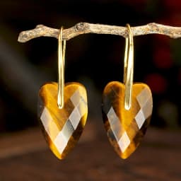 Charming Natural Stone Heart Pendant Ladies' Earrings Natural White Quartz Rose Quartz Green Aventurine Faceted Heart pendant