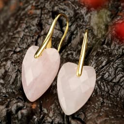 Charming Natural Stone Heart Pendant Ladies' Earrings Natural White Quartz Rose Quartz Green Aventurine Faceted Heart pendant