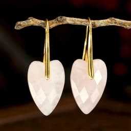 Charming Natural Stone Heart Pendant Ladies' Earrings Natural White Quartz Rose Quartz Green Aventurine Faceted Heart pendant