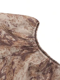 New Summer Women's Casual Printed Off-the-Shoulder Chiffon Blouse: Elegant Color-Blocking, Resort Style, Perfect for Summer