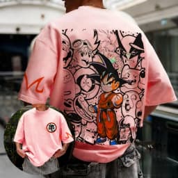 2026 Summer Dragon Ball Retro Pure Cotton Fitness T-shirt Men's Oversized Short-sleeved Family Unisex Children's Casual Shirt