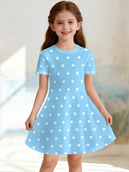 Cute Polka Dot Printed Girl Clothes Summer Princess Elegant Dresses Comfortable Short Sleeve Dress Casual Fashion Kids Clothes