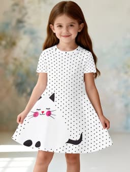 Cute Polka Dot Printed Girl Clothes Summer Princess Elegant Dresses Comfortable Short Sleeve Dress Casual Fashion Kids Clothes