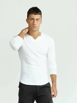Men's Fashion Fitness Sports Long Sleeve T-Shirt Retro Outdoor Home V-Neck Spring Summer Gym Fitted Clothing