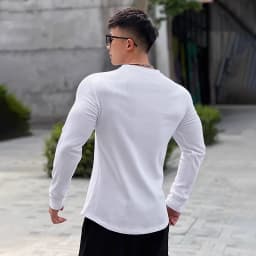 Men's Fashion Fitness Sports Long Sleeve T-Shirt Retro Outdoor Home V-Neck Spring Summer Gym Fitted Clothing