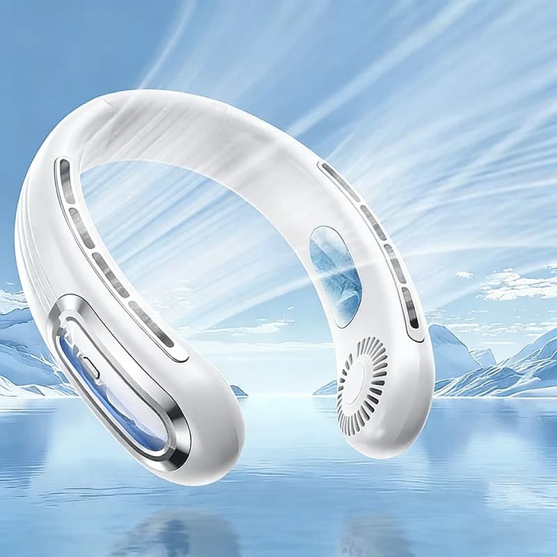 New Mini Air Cooler USB Hanging Neck Fan Portable Bladeless Mini Rechargeable Mute LED Digital Display 5 Gear Electric Fans