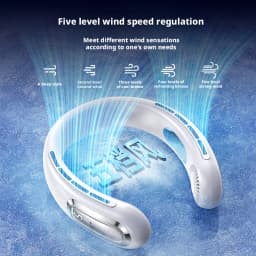 New Mini Air Cooler USB Hanging Neck Fan Portable Bladeless Mini Rechargeable Mute LED Digital Display 5 Gear Electric Fans