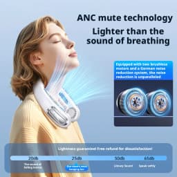 New Mini Air Cooler USB Hanging Neck Fan Portable Bladeless Mini Rechargeable Mute LED Digital Display 5 Gear Electric Fans