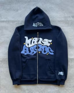 Men's Retro American Letter Zipper Printed Hooded Sweatshirt, Unisex Autumn and Winter Open Cardigan