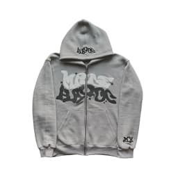 Men's Retro American Letter Zipper Printed Hooded Sweatshirt, Unisex Autumn and Winter Open Cardigan