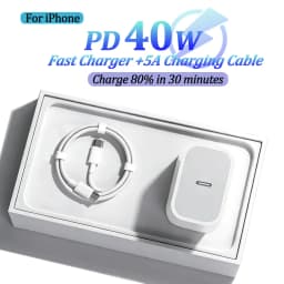 PD 40w For Apple Fast Charger For iPhone 17 16 15 14 13 12 Pro Max Air For iPad 5A USB C Quick Charging Cable EU Plug Adapter