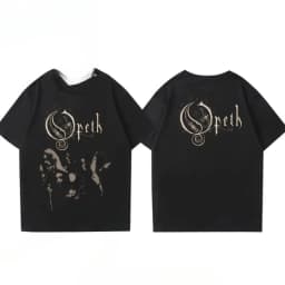 Rock Gothic Tops Vintage Progressive Death Metal Band Printed T-shirt Fashion Opeth Band Short-Sleeved Cotton Streetwear Unisex
