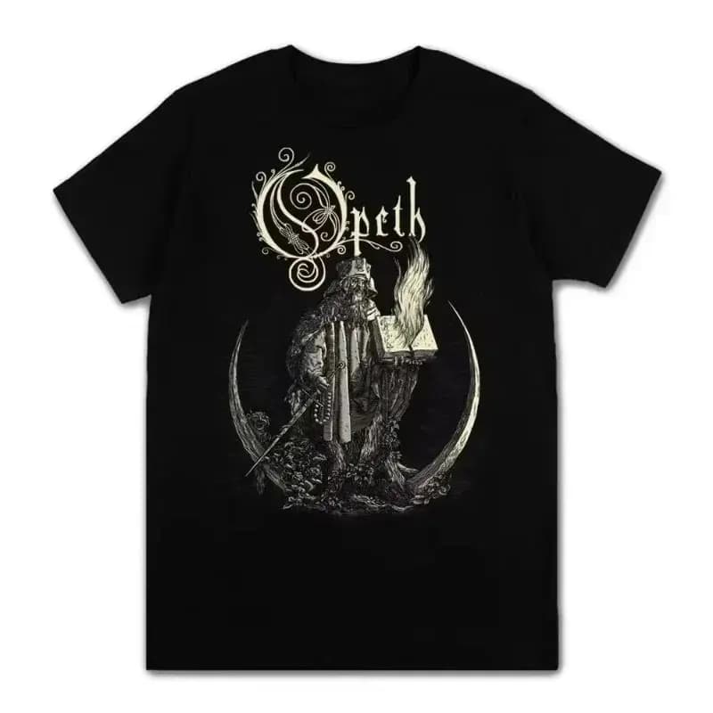 Rock Gothic Tops Vintage Progressive Death Metal Band Printed T-shirt Fashion Opeth Band Short-Sleeved Cotton Streetwear Unisex
