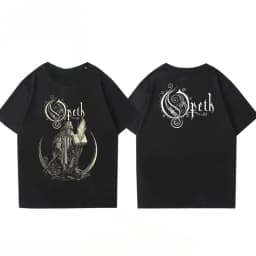 Rock Gothic Tops Vintage Progressive Death Metal Band Printed T-shirt Fashion Opeth Band Short-Sleeved Cotton Streetwear Unisex