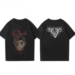 Rock Gothic Tops Vintage Progressive Death Metal Band Printed T-shirt Fashion Opeth Band Short-Sleeved Cotton Streetwear Unisex