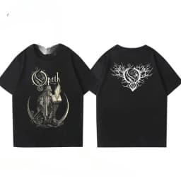 Rock Gothic Tops Vintage Progressive Death Metal Band Printed T-shirt Fashion Opeth Band Short-Sleeved Cotton Streetwear Unisex