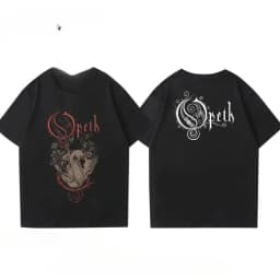 Rock Gothic Tops Vintage Progressive Death Metal Band Printed T-shirt Fashion Opeth Band Short-Sleeved Cotton Streetwear Unisex
