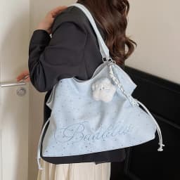 Y2k Fashion Letter Printing Pattern Shoulder Bag for Women 2026 Sweet Girls Vintage Casual Tote Bag Handbags Large Capacity Bag