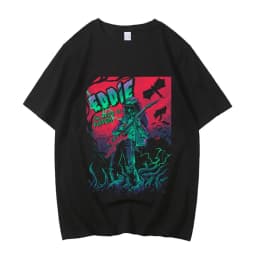 Eddie Munson cotton t shirt men streetwear Classic Punk Gothic t shirt University streetwear Pop Culture Psychedelic graphic
