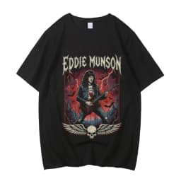 Eddie Munson cotton t shirt men streetwear Classic Punk Gothic t shirt University streetwear Pop Culture Psychedelic graphic
