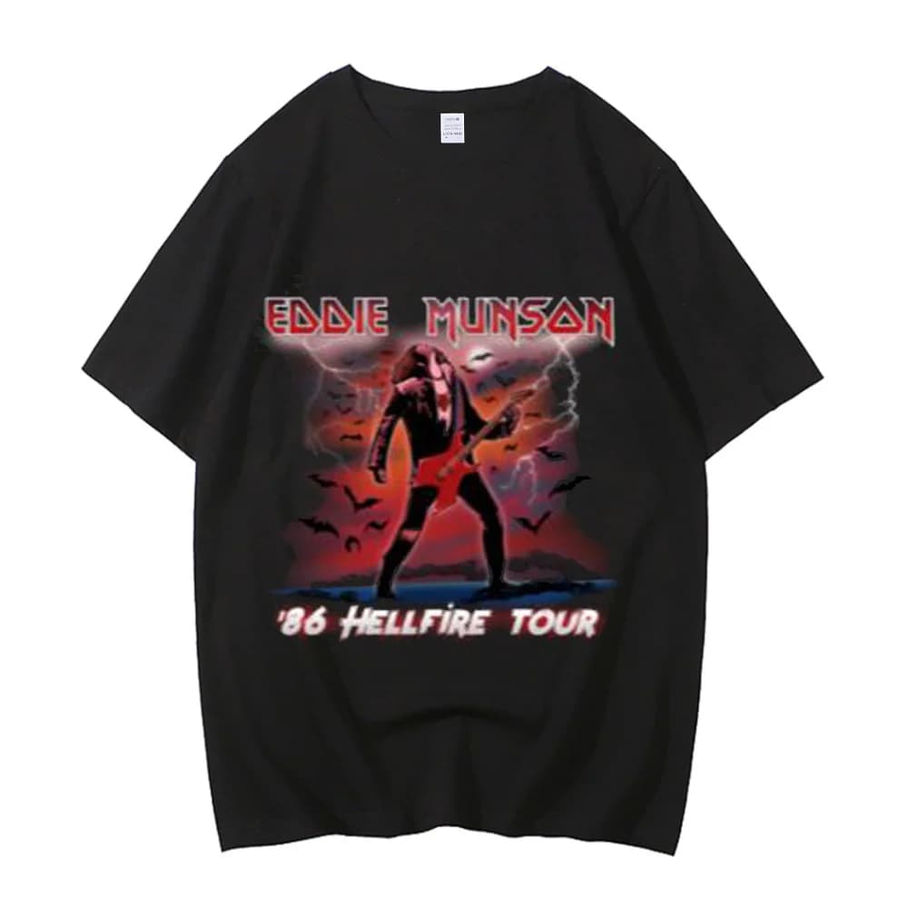 Eddie Munson cotton t shirt men streetwear Classic Punk Gothic t shirt University streetwear Pop Culture Psychedelic graphic