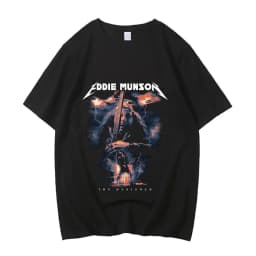 Eddie Munson cotton t shirt men streetwear Classic Punk Gothic t shirt University streetwear Pop Culture Psychedelic graphic