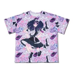 Harajuku-style Sweet and Spicy Mix To Wear Happiness! Loose Y2K 3D Printed Color-block T-shirt for Anime Girls