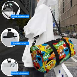 Trendy Sesame Street Luggage Bag Crossbody Handheld Travel Bag Sports Gym Bag