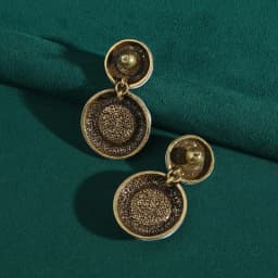Vintage White Turquoise Earring Round Drop Rhinestone Antique Gold Color High Quality Woman Luxury Designer Jewelry Accessories
