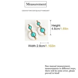 Vintage White Turquoise Earring Round Drop Rhinestone Antique Gold Color High Quality Woman Luxury Designer Jewelry Accessories