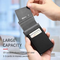 Fashion Metal Aluminum Leather ID Card Holder Multi-Function Designer Bank Card Men Wallet Business Pop-Up Cardholder Women