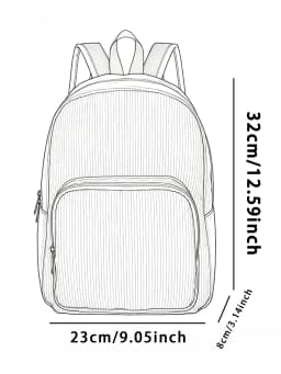 Black & White Cartoon Cats Allover Print Women Fashion Backpack Corduroy Multi-pocket Large Capacity Commuter Bag