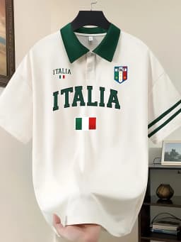 2026 Summer Men's Polo Shirt with Letter Print Breathable Lightweight Casual Fashionable Outdoor Men's Clothing