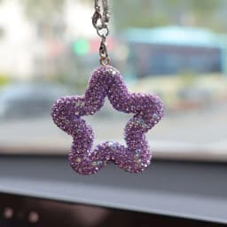 Five-Pointed Star Polymer Clay Car Charm with Crystal Rhinestones - Rearview Mirror Pendant