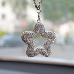 Five-Pointed Star Polymer Clay Car Charm with Crystal Rhinestones - Rearview Mirror Pendant