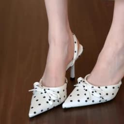 2026 Fashion New French Polka Dot Pointed Toe Baotou Sandals Women's Stiletto High-end Women's Sandals