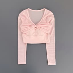 Women Deep V Mesh Long Sleeve Crop Yoga Top Front Twist Knot Slim Soft Breathable Running Fitness Workout Sports Long Sleeve Tee