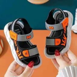 2026 Summer Korean Style Kids Sandals Non-slip Soft Sole Adjustable Hook Loop Beach Shoes For Boys Girls