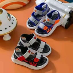 2026 Summer Korean Style Kids Sandals Non-slip Soft Sole Adjustable Hook Loop Beach Shoes For Boys Girls