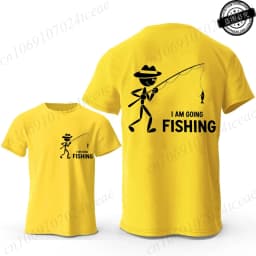 Men's I Am Going Fishing Printed T-Shirt Casual Short Sleeve O-Neck Tops Graphic Tee for Men Fashion Casual Summer Streetwear