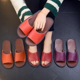 Genuine Leather Slippers First Layer Cowhide Summer Indoor Non‑Slip Home Sandals for Men Women